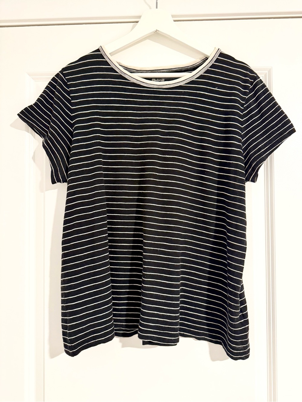 MOVING SALE | Women’s Madewell Black/White Striped Short Sleeve T-Shirt, Size XL